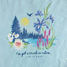 Camiseta feminina XXL Life Is Good SS Crusher Lite azul água claro 100% algodão nova sem etiquetas comprar usado  Enviando para Brazil