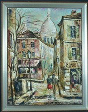 Bella Quadro Antico Parigi Scena Animata Montmartre Sacro Cuore Sotto La Neve comprar usado  Enviando para Brazil