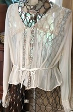 Blusa busto antiga eduardiana pura plissada floral corpete renda 38" comprar usado  Enviando para Brazil