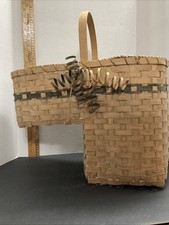 Cesta de degraus de escada de madeira feita à mão com detalhes verdes 20 polegadas comprar usado  Enviando para Brazil