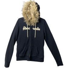 Jaqueta Abercrombie & Fitch Feminina L Forrada de Pele Sintética Capuz Forrado de Lã Azul comprar usado  Enviando para Brazil
