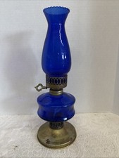 Abajur vintage de vidro azul cobalto estilo fazenda 15"" comprar usado  Enviando para Brazil
