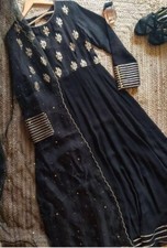 Novo Designer Preto Tapeta Georgette Anarkali Vestido Com Dupatta Para Recepção comprar usado  Enviando para Brazil