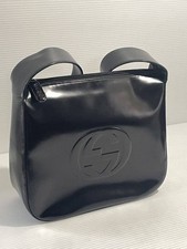 Usado, Bolsa de ombro GUCCI preta couro envernizado logotipo bolsa tiracolo YBa0397 comprar usado  Enviando para Brazil