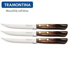 Conjunto de facas para pizza bife TRAMONTINA Churrasco 5" 3 peças. Grelha churrasqueira cabo de madeira  comprar usado  Enviando para Brazil