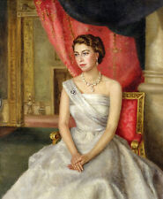 Usado, Dream-Arte Pintura A Óleo De Um Jovem H.r.h. Rainha Elizabeth Ii Da Grã-Bretanha Arte comprar usado  Enviando para Brazil