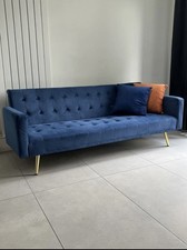 Blue velvet sofa for sale  LONDON