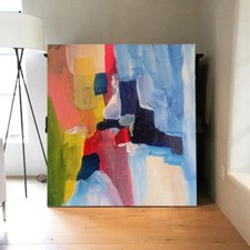 Pintura grande em tela pintura oversize pintura colorida pintura azul vermelha, usado comprar usado  Enviando para Brazil