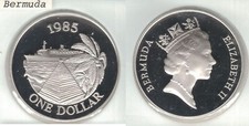 BERMUDA PRATA 1$ MOEDA PROVA 1985 ANO KM#43a NAVIO DE CRUZEIRO TURISMO comprar usado  Enviando para Brazil