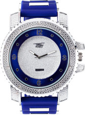 Usado, Techno Pave relógio masculino 52mm mostrador romano gelado com pulseira de silicone azul comprar usado  Enviando para Brazil