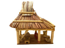Usado, Feito à mão? Casa de bonecas Thatched Hut? Palha de madeira Shack 8”L x 9”T x 5”W comprar usado  Enviando para Brazil