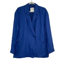 Blazer feminino Madewell azul peito duplo crossover 100% linho  comprar usado  Enviando para Brazil