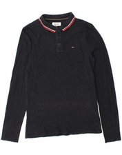 Camisa polo masculina manga longa TOMMY Hilfiger pequena preta algodão MS02 comprar usado  Enviando para Brazil
