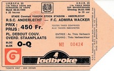Ticket anderlecht admira d'occasion  Expédié en Belgium