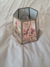 Vintage paper lamp shade 6 panel sided hexagon hunt fox hunting scenes comprar usado  Enviando para Brazil