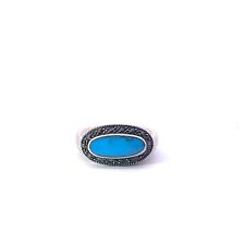 Anel de prata esterlina 10,5 mm azul turquesa natural marcassita, usado comprar usado  Enviando para Brazil