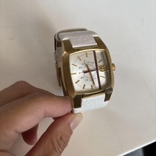 Relógio feminino Diesel ouro branco couro quadrado fivela design elegante comprar usado  Enviando para Brazil