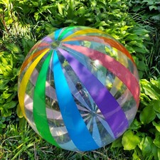 Bola de praia inflável jumbo festa piscina listra multicolorida 42" diâmetro vinil comprar usado  Enviando para Brazil