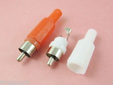 2 peças conector de cabo de áudio e vídeo RCA fono macho plugue solda tipo vermelho + branco faça você mesmo comprar usado  Enviando para Brazil