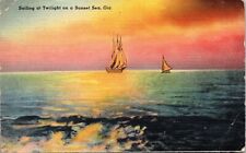 Cartão postal Sailing Twilight Time Sunset Glowing Sea Old Glistening Water nota WOB comprar usado  Enviando para Brazil