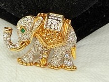 Antigo. BROCHE ARTICULADO ELEFANTE AFRICANO REAL STRASS TRANSPARENTE E VERDE 490 comprar usado  Enviando para Brazil