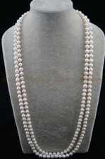 Colar de pérolas de água doce branco redondo 46" de comprimento do Japão pérola 46-8mm, usado comprar usado  Enviando para Brazil