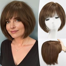 Peruca marrom com franjas peruca de cabelo humano real para mulheres sem renda comprar usado  Enviando para Brazil