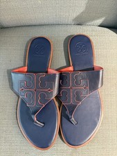 Usado, Excelente Estado - Sandálias Tory Burch Azul Tamanho 8.5 - Azul Escuro e Laranja comprar usado  Enviando para Brazil