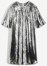 Paillettenkleid metallic silbe gebraucht kaufen  Deutschland