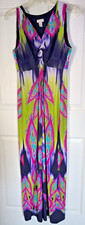 Vestido maxi Chico's tamanho 1 estampa brilhante - elástico, férias, conforto, artístico M 6/8 comprar usado  Enviando para Brazil