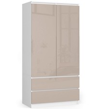 AKORD Szafa S 90 cm 2 drzwi 2 szuflady - biała-cappuccino połysk na sprzedaż  PL
