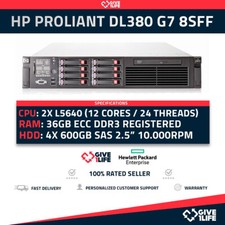 HP Proliant DL380 G7 8SFF + 2x L5640 (12Cores/24Threads) + 36GB RAM + 2.4TB comprar usado  Enviando para Brazil