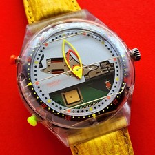 Relógio Swatch Beep estojo transparente mostrador transparente pulseira amarela pager para reparo comprar usado Relógio Swatch Beep estojo transparente mostrador transparente pulseira amarela pager para reparo comprar usado  Enviando para Brazil