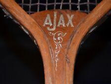 Fantástico RARO Madera Antigua Años 1890 AJAX CUB (?) Raqueta de tenis agarre a cuadros segunda mano  Embacar hacia Argentina