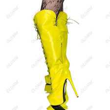 Novas Botas Femininas Plataforma Joelho Cadarço Lateral Zíper Salto Biqueira Redonda Sapatos EUA 5-20 comprar usado Novas Botas Femininas Plataforma Joelho Cadarço Lateral Zíper Salto Biqueira Redonda Sapatos EUA 5-20 comprar usado  Enviando para Brazil