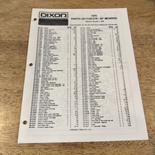 Dixon parts list for sale  Mount Holly Springs