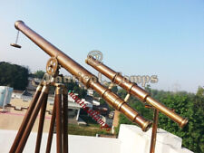 Telescopio de latón antiguo 39" espía náutica grande con trípode de madera segunda mano  Embacar hacia Mexico