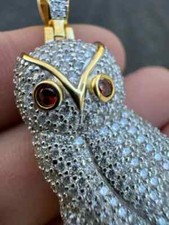 Pingente de coruja unissex de moissanita real corte redondo 2,20 ct folheado a ouro 14K dois tons comprar usado  Enviando para Brazil