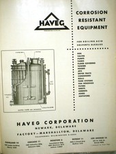HAVEG Corporation ASBESTOS Corrosion Resistant Factory Equipment Tanks 1947 comprar usado  Enviando para Brazil