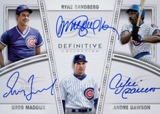 Usado, 2022 Topps Definitive Collection MADDUX/SANDBERG/DAWSON CARTÃO DIGITAL AUTOMÁTICO TRIPLO comprar usado  Enviando para Brazil