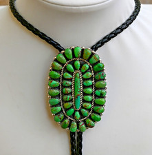 Novo Navajo Sterling & Sonoran Turquesa Bolo Tie D Benally 34 gramas 2,25" X 1,75" comprar usado  Enviando para Brazil