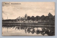 Antique Sweden Postcard Malm Brandstations Widok na kanał 1900s na sprzedaż  Wysyłka do Poland