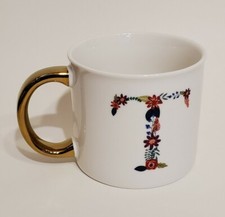 Caneca Opal House floral monograma T letra inicial porcelana cabo dourado  comprar usado Caneca Opal House floral monograma T letra inicial porcelana cabo dourado  comprar usado  Enviando para Brazil