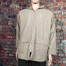 Jaqueta de chuva Misty Harbor PVC com capuz lisa ~ forro xadrez ~ unissex grande comprar usado Jaqueta de chuva Misty Harbor PVC com capuz lisa ~ forro xadrez ~ unissex grande comprar usado  Enviando para Brazil