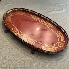 Bandeja decorativa grande de ouro vermelho para servir pés garra 28x15 metal comprar usado  Enviando para Brazil