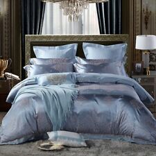 Conjunto de roupa de cama luxo prata cetim jacquard algodão 4 peças capa de cama king size comprar usado  Enviando para Brazil