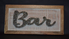 Placa de madeira BAR decoração rústica letras com aparência metálica 15,75 x 7,5" pendurada comprar usado  Enviando para Brazil