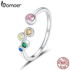 Anel feminino BAMOER European S925 prata esterlina Pav ̈¦ CZ bolhas coloridas comprar usado  Enviando para Brazil