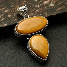 Pingente de pedra preciosa olho de tigre étnica feita à mão design antigo joia 2,8" AP-66296 comprar usado  Enviando para Brazil