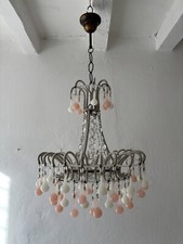 ~Lustre raro com micro contas branco e rosa opalina gotas, por volta de 1920~ comprar usado  Enviando para Brazil